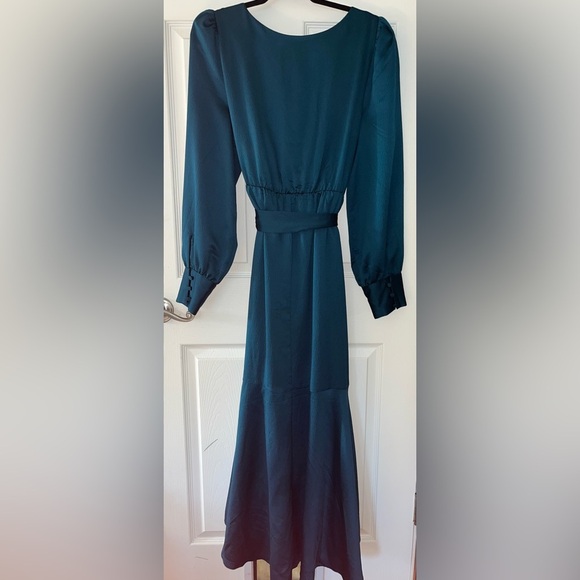 Express Deep Teal Long Sleeve Wrap Dress Dress XL - Picture 5 of 8